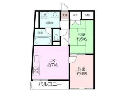 メゾナール石井(2DK/3階)の間取り写真