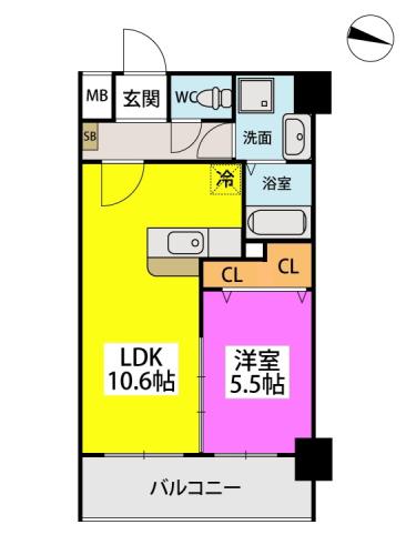 F・STAGE折尾(1LDK/8階)の間取り写真