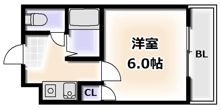 ベルフレージュ住吉(1K/3階)の間取り写真