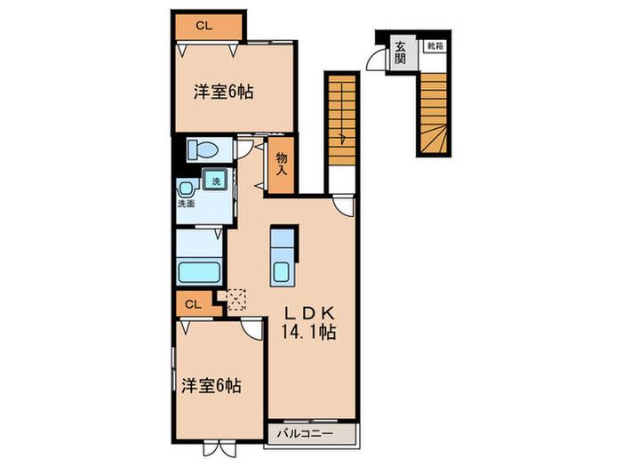 IT・PLACE II(2LDK/2階)の間取り写真