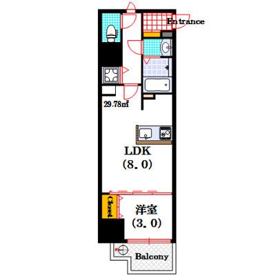 ノーブルコート堺筋本町(1LDK/7階)の間取り写真