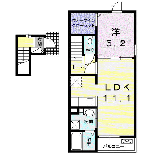 ソル・レヴェンテIII(1LDK/2階)の間取り写真