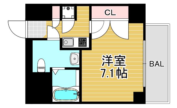 ディナスティ福島II(1K/10階)の間取り写真