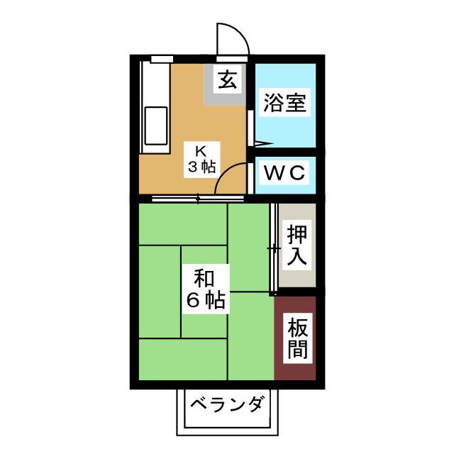 フラワーハイツI(1K/2階)の間取り写真