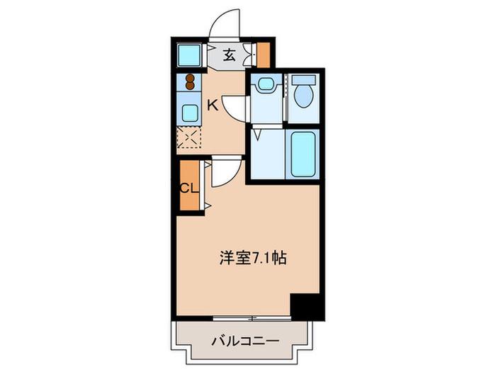 ミア・カーサ与力町(1K/4階)の間取り写真