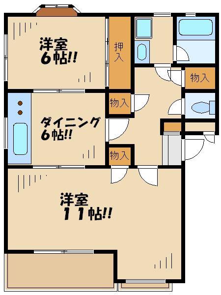 ウッドビュー上北沢(2DK/1階)の間取り写真