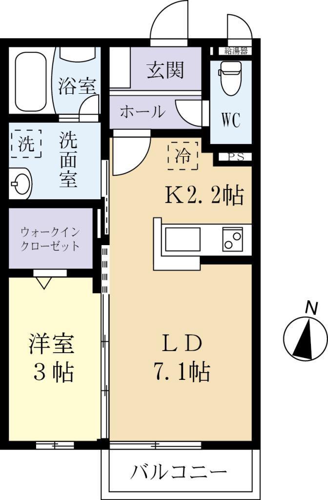 プランドール(1LDK/2階)の間取り写真