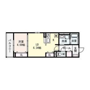 CELESTE(1LDK/2階)の間取り写真