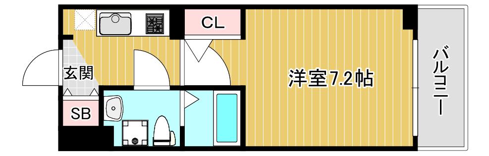 リヴィアス難波ルーチェ(1K/8階)の間取り写真