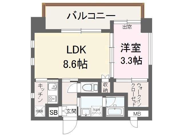 ヴィラ博丈下川端(1LDK/12階)の間取り写真