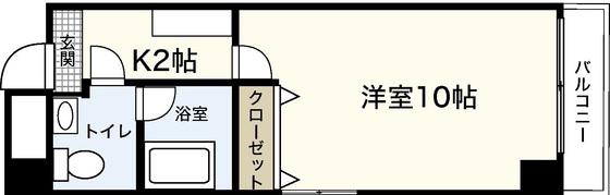 アンプレッシオン十日市(1K/2階)の間取り写真