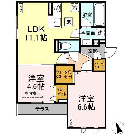 DBLESS狛江(2LDK/1階)の間取り写真