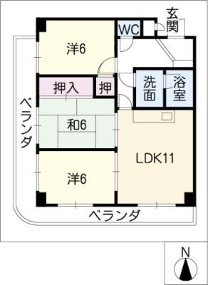 フォレスト岐阜(3LDK/3階)の間取り写真