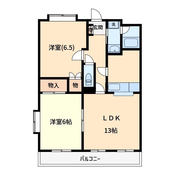 メゾン吉野(2LDK/2階)の間取り写真