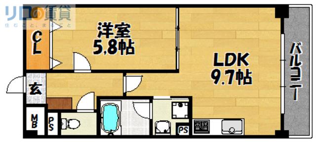 サンロード新和II(1LDK/2階)の間取り写真