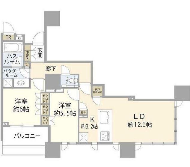 DEUX TOURS CANAL&SPA イースト(2LDK/8階)の間取り写真