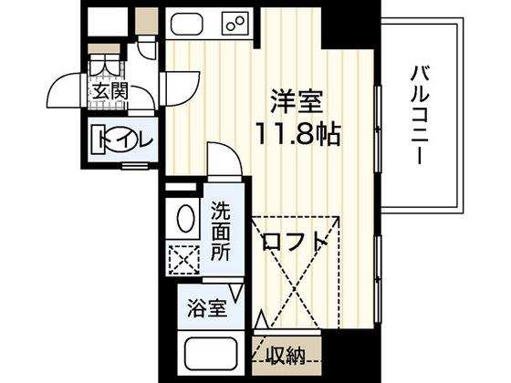 KATAYAMA BLDG 26(ワンルーム/8階)の間取り写真