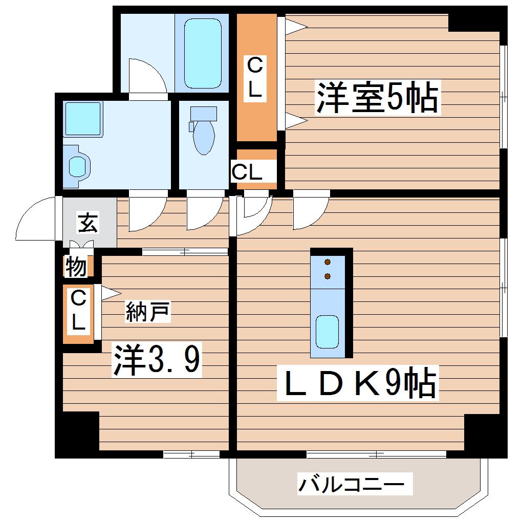 エクセレントパーク北山(2LDK/2階)の間取り写真