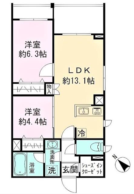 MOCXION INAGI木でつくるマンションプロジェクト(2LDK/4階)の間取り写真