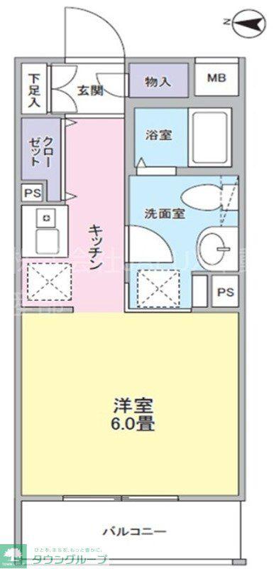 萩中ハイム(1K/3階)の間取り写真