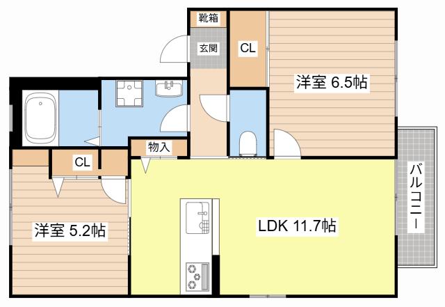 ハイツフレンド(2LDK/2階)の間取り写真