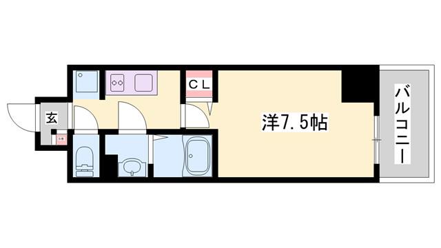 MISTRAL姫路駅前VI東駅前町(1K/5階)の間取り写真