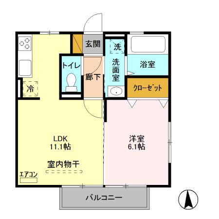オペラハウス青柳(1LDK/2階)の間取り写真