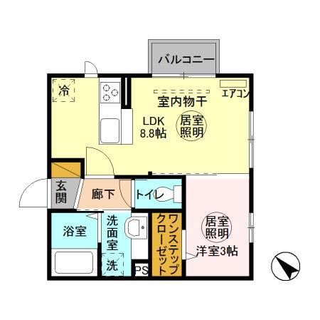 ティアラ 中丸(1LDK/2階)の間取り写真