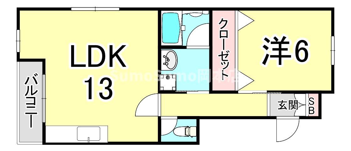 ヴィラオークラ(1LDK/1階)の間取り写真