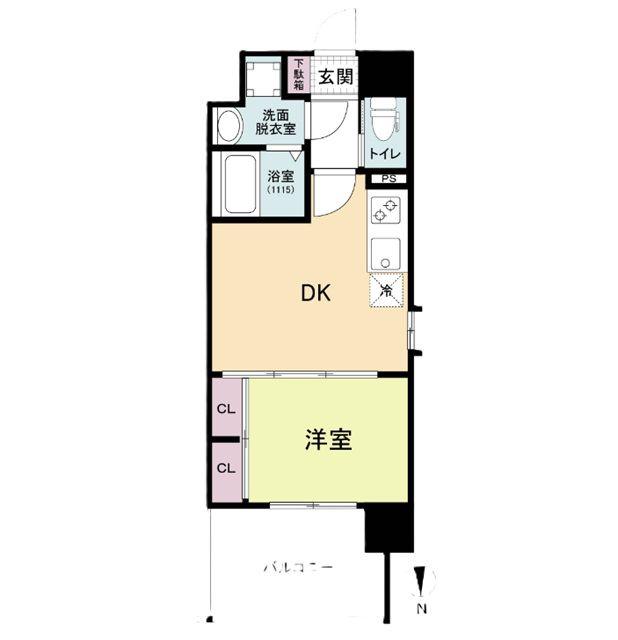 プライマル南森町(1DK/7階)の間取り写真