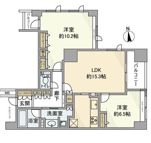 東新宿レジデンシャルタワー(2LDK/11階)の間取り写真