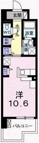 クレール姫路II(1K/4階)の間取り写真
