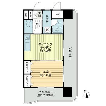 ライオンズマンション日吉町(1DK/4階)の間取り写真