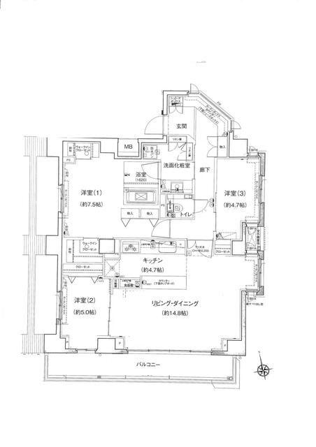 ディアスタ早稲田諏訪通(3LDK/9階)の間取り写真