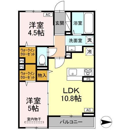 ボヌール T(2LDK/2階)の間取り写真