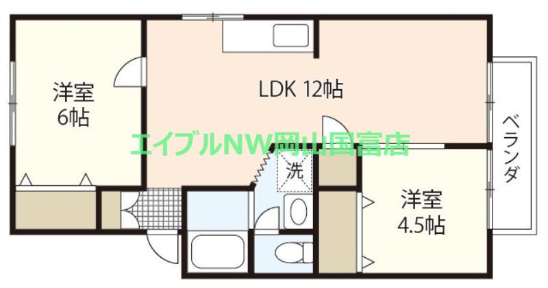 ポラリスB(2LDK/1階)の間取り写真