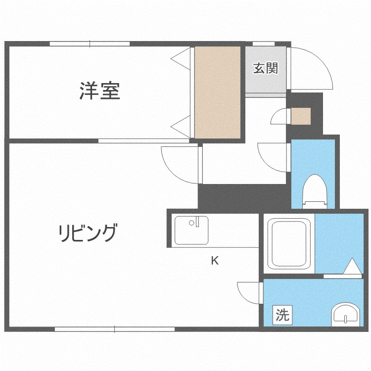 ドミシール宮の森(1DK/2階)の間取り写真