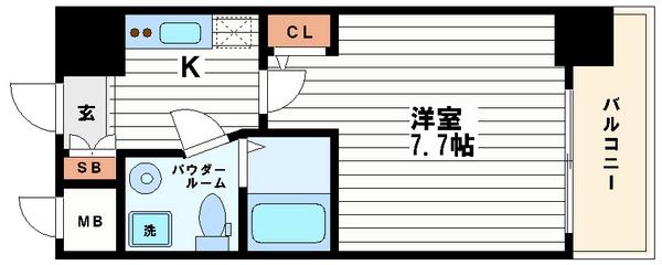 SERENITE本町エコート(1K/3階)の間取り写真