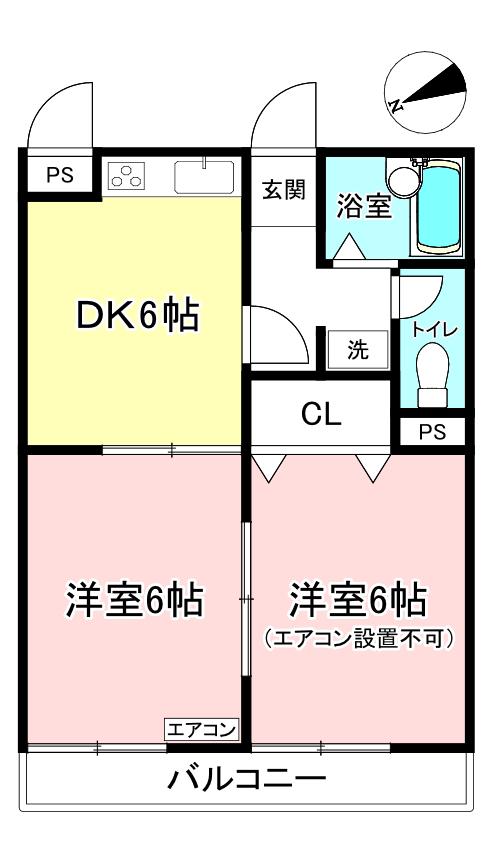 サン・ヒル5(2DK/3階)の間取り写真