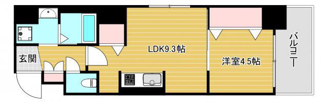 地下鉄千日前線 阿波座駅 徒歩6分 9階建 築4年(1LDK/6階)の間取り写真