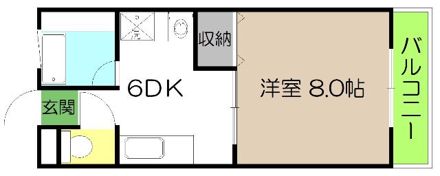 ソワール西秦(1DK/3階)の間取り写真