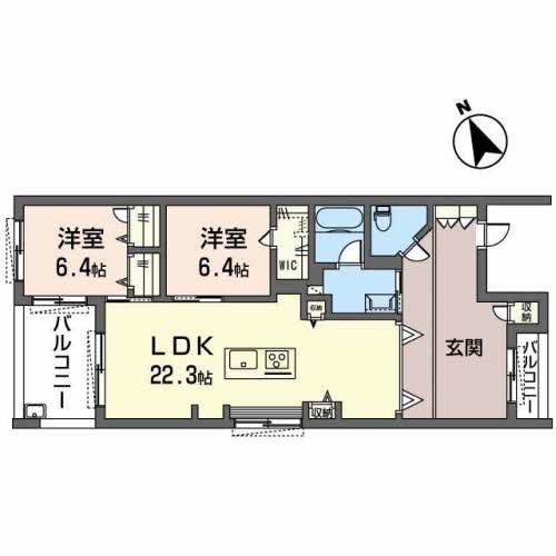 ビレッジズシャーメゾン(2LDK/2階)の間取り写真