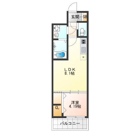 ATLAS加賀屋(1LDK/10階)の間取り写真