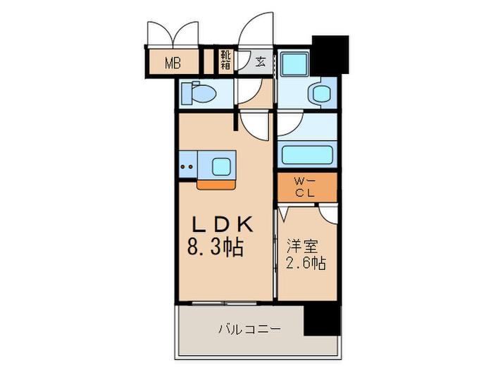 エンクレスト香椎セピア(1LDK/3階)の間取り写真
