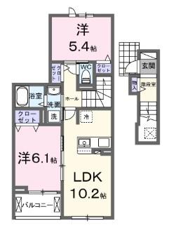 アベニールF(2LDK/2階)の間取り写真