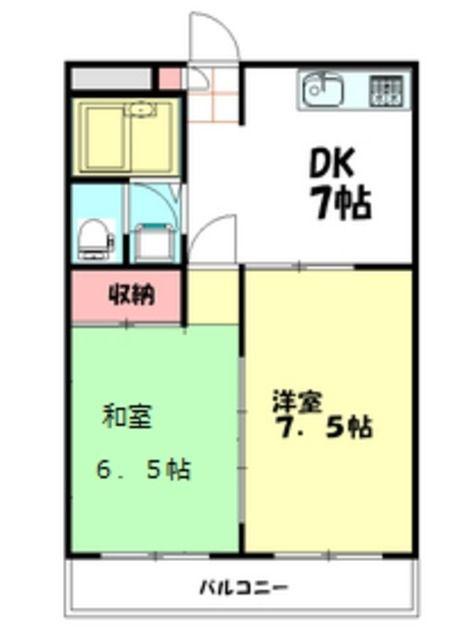 サンライズパーク上小町(2DK/2階)の間取り写真
