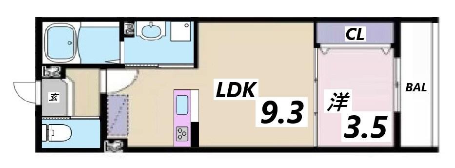 GRAN(1LDK/3階)の間取り写真