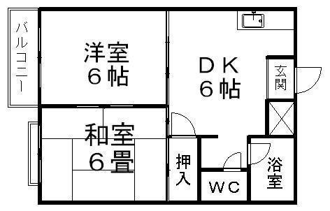 エルディムサトウ(2DK/2階)の間取り写真