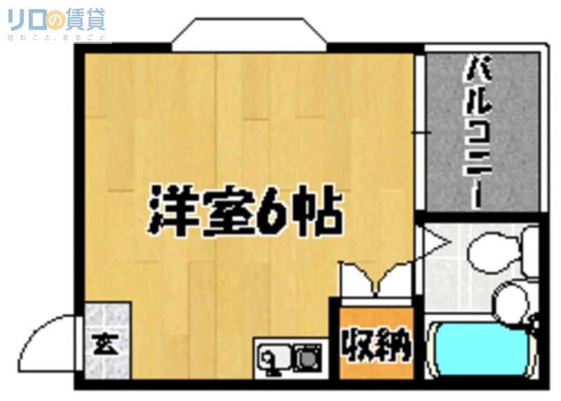 ツインハイツA(ワンルーム/2階)の間取り写真