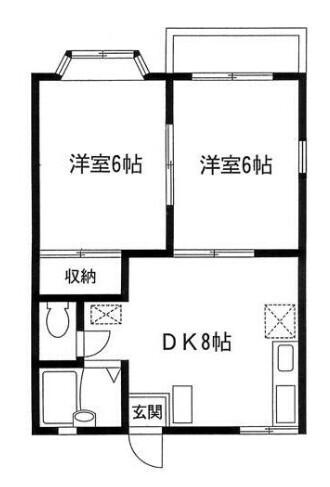 パークベルテ本牧(2DK/1階)の間取り写真